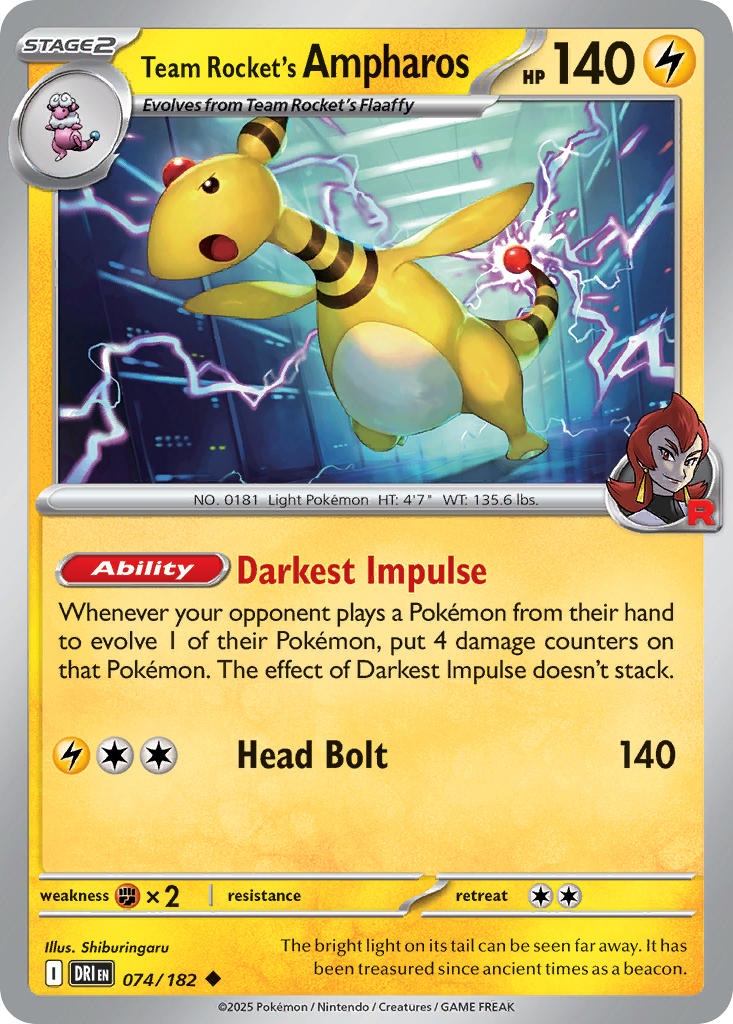 Team Rockets Ampharos - DRI 074/182 (Reverse Holofoil)