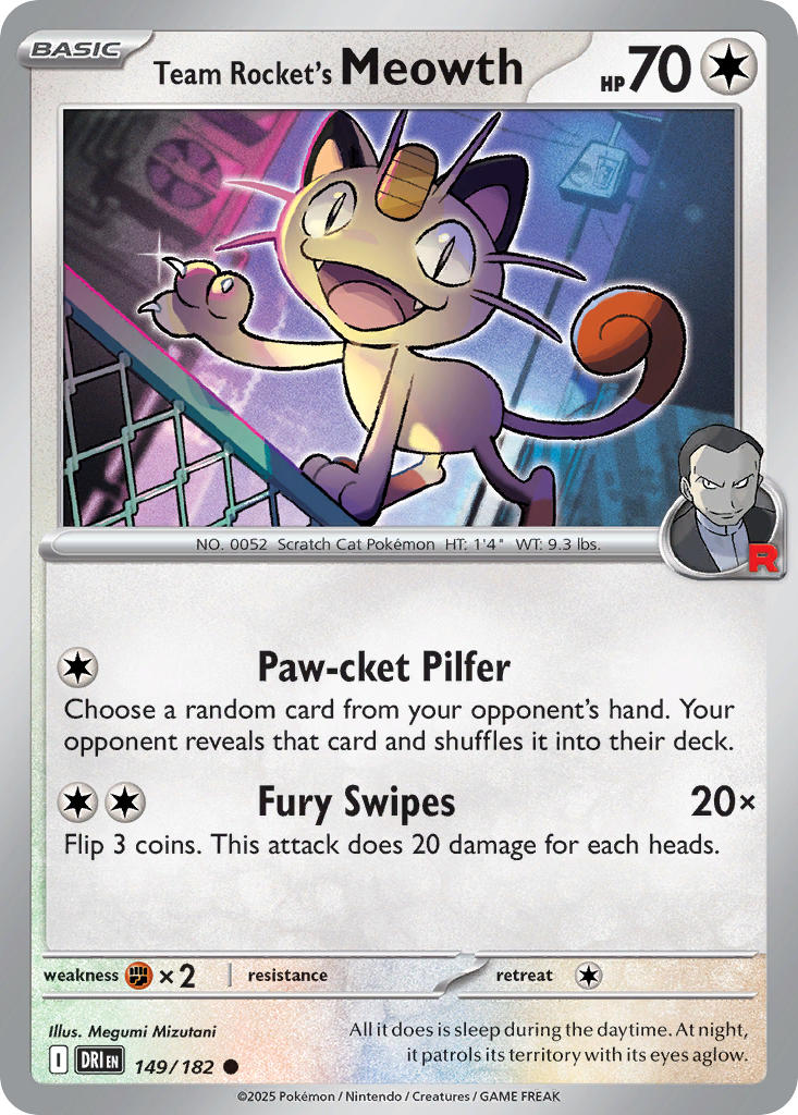 Team Rockets Meowth - DRI 149/182 (Reverse Holofoil)