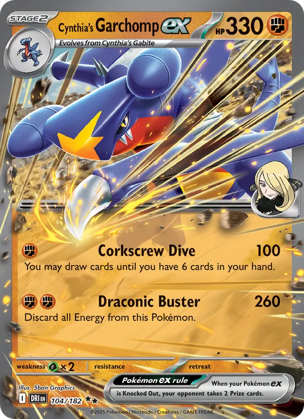 Cynthia's Garchomp ex - DRI 104/182 (Holo) - Pokemon card