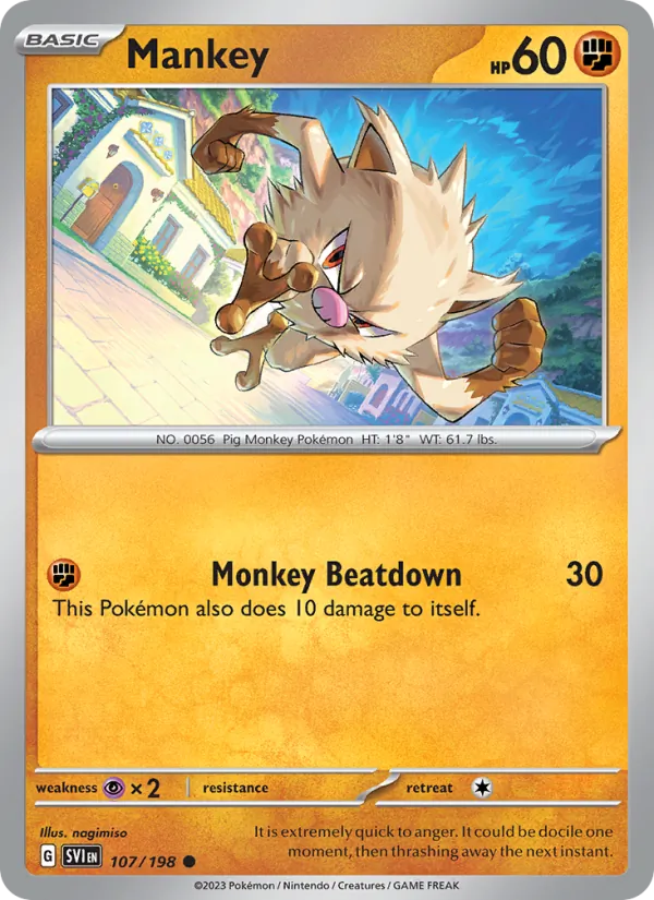 Mankey - SVI 107/198 (Reverse Holo) - Pokemon card