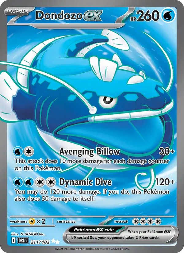 Dondozo ex - DRI 211/182 (Holo) - Pokemon card