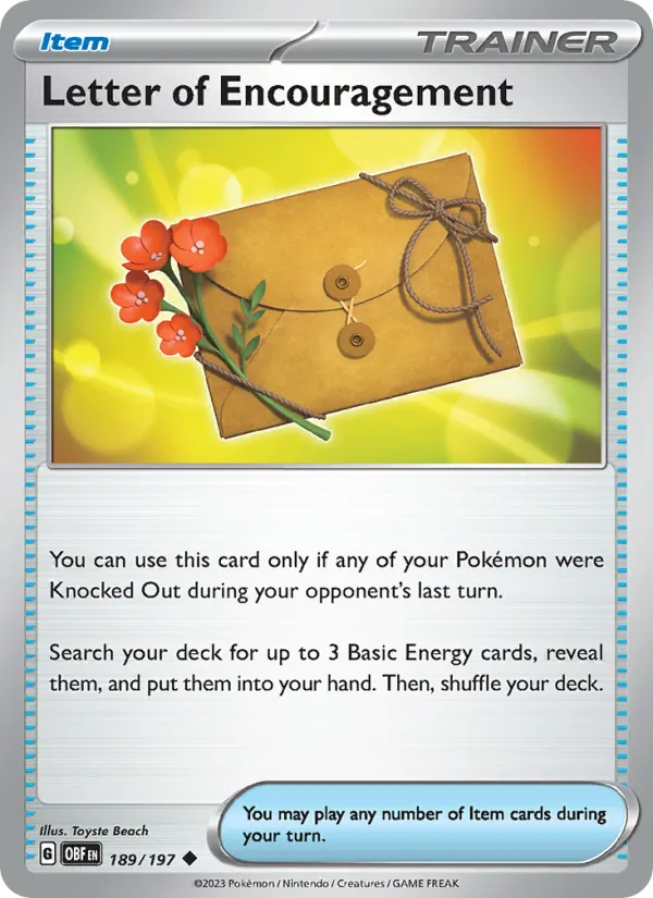 Letter of Encouragement - OBF 189/197 (Reverse Holo) - Pokemon card
