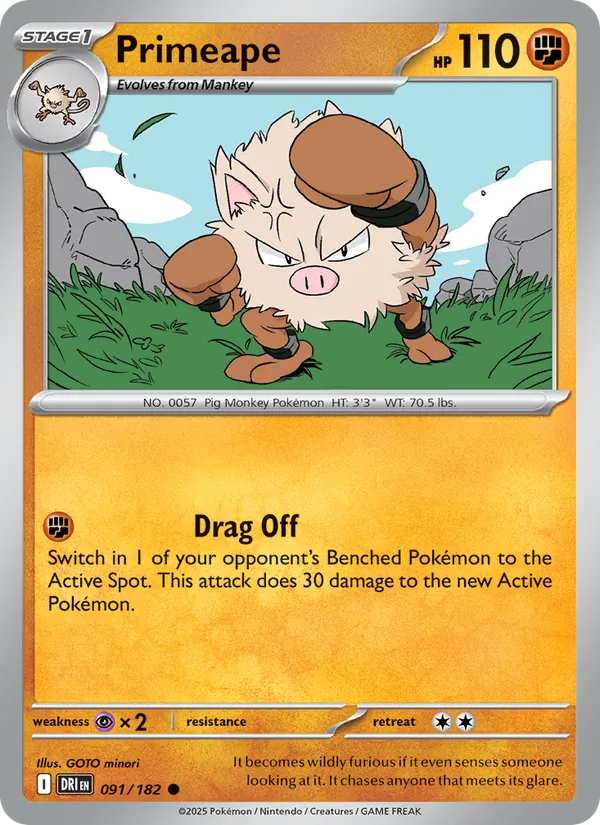 Primeape - DRI 091/182 (Reverse Holo) - Pokemon card