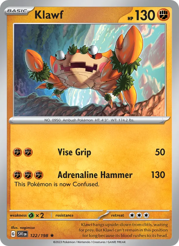 Klawf - SVI 122/198 (Reverse Holo) - Pokemon card