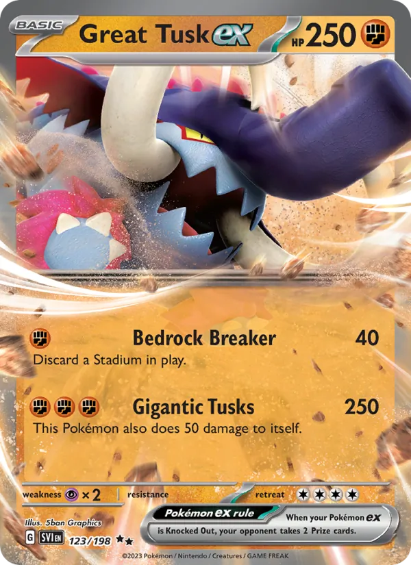 Great Tusk ex - SVI 123/198 (Holo) - Pokemon card