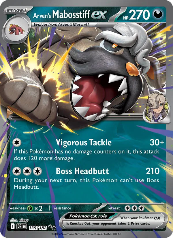 Arven's Mabosstiff ex - DRI 139/182 (Holo) - Pokemon card
