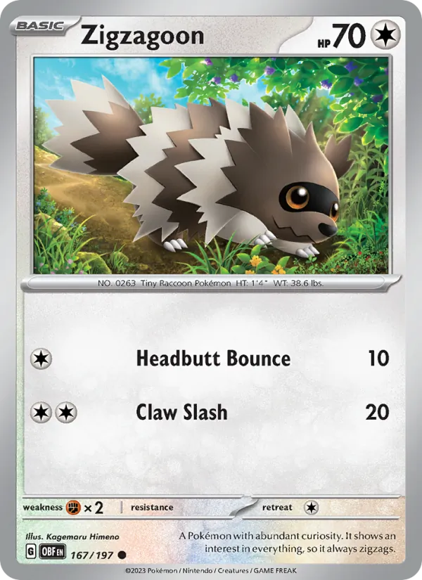 Zigzagoon - OBF 167/197 (Reverse Holo) - Pokemon card