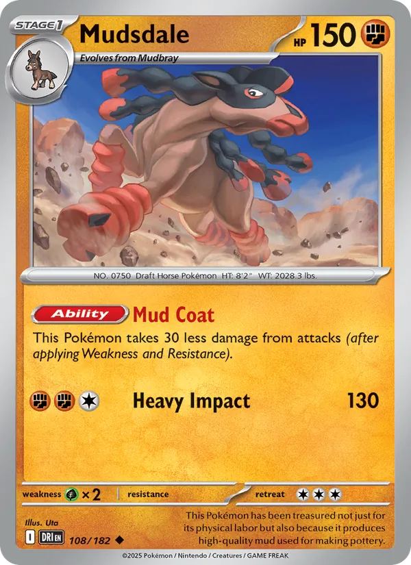 Mudsdale - DRI 108/182 - Pokemon card