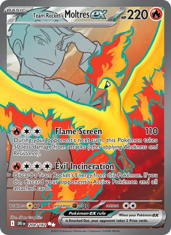 Team Rocket's Moltres ex - DRI 208/182 (Holo) - Pokemon card