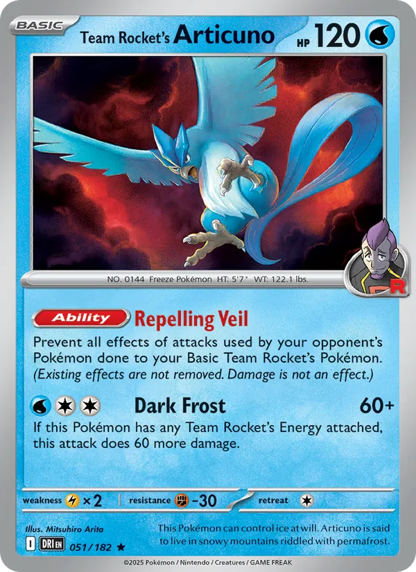 Team Rocket's Articuno - DRI 051/182 (Reverse Holo) - Pokemon card