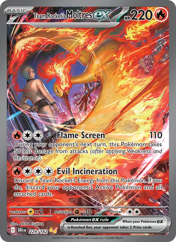Team Rocket's Moltres ex - DRI 229/182 (Holo) - Pokemon card