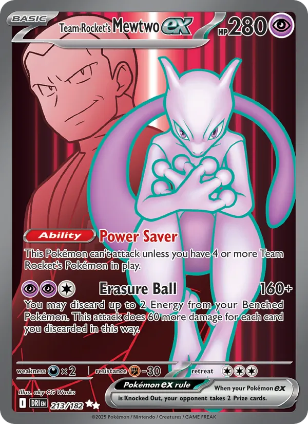 Team Rocket's Mewtwo ex - DRI 213/182 (Holo) - Pokemon card