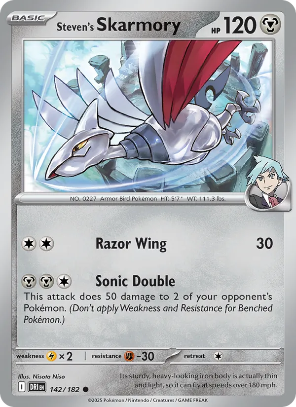 Steven's Skarmory - DRI 142/182 (Reverse Holo) - Pokemon card