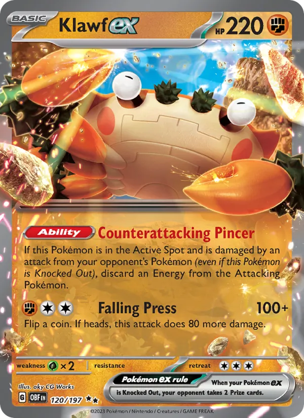 Klawf ex - OBF 120/197 (Holo) - Pokemon card