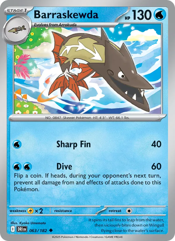 Barraskewda - DRI 063/182 (Reverse Holo) - Pokemon card