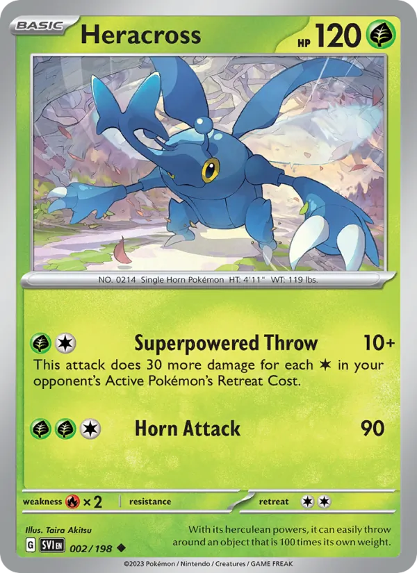 Heracross - SVI 002/198 (Reverse Holo) - Pokemon card