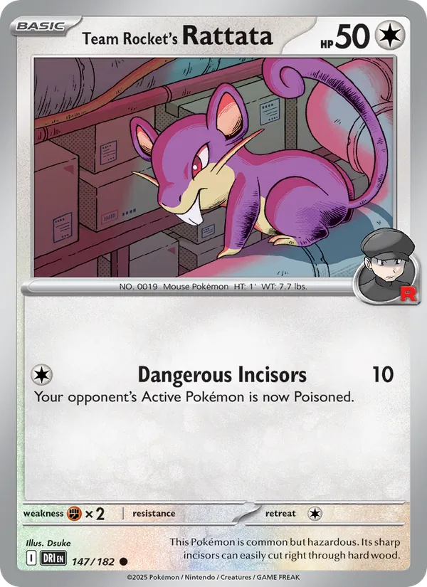 Team Rocket's Rattata - DRI 147/182 (Reverse Holo) - Pokemon card