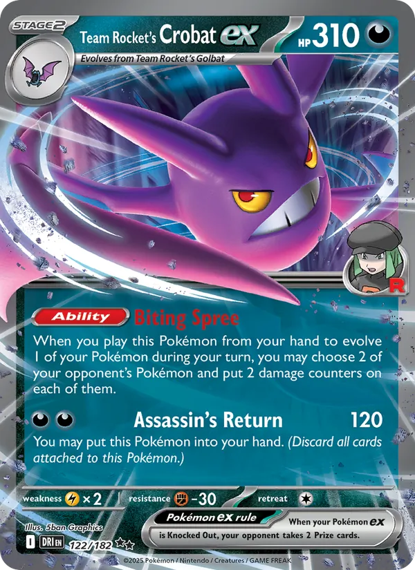 Team Rocket's Crobat ex - DRI 122/182 (Holo) - Pokemon card