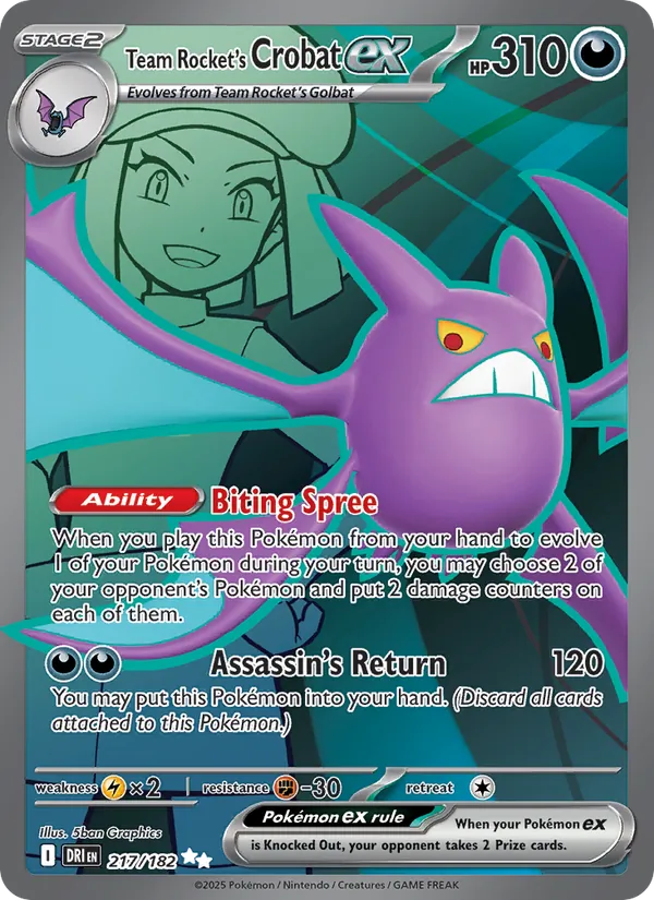 Team Rocket's Crobat ex - DRI 217/182 (Holo) - Pokemon card
