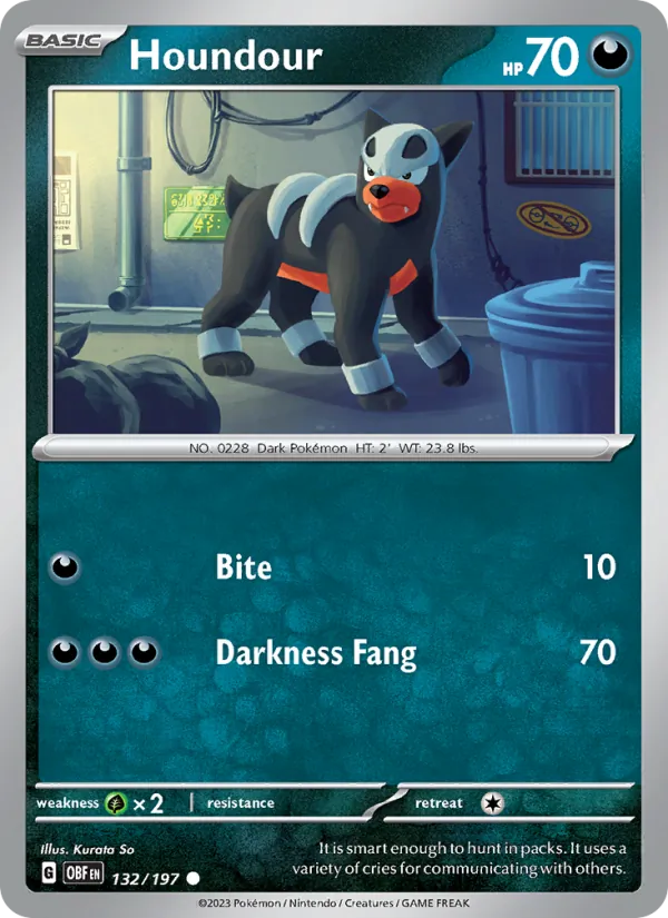 Houndour - OBF 132/197 (Reverse Holo) - Pokemon card