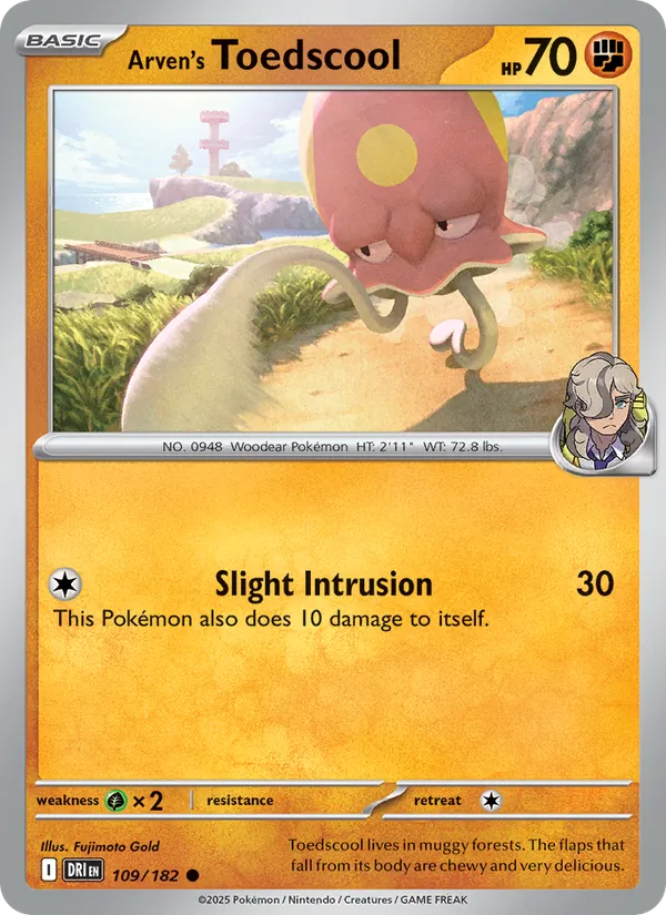 Arven's Toedscool - DRI 109/182 (Reverse Holo) - Pokemon card