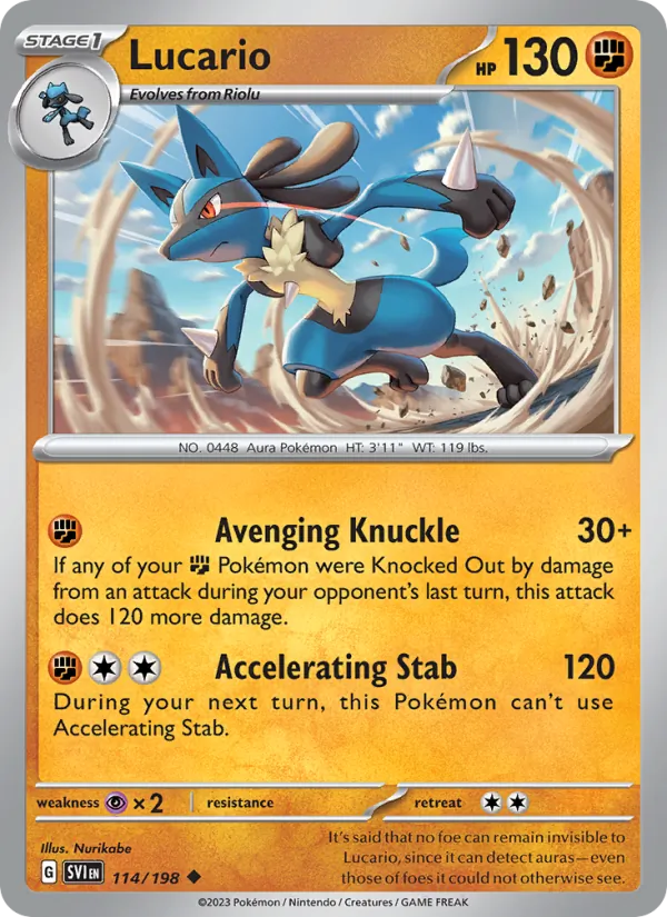 Lucario - SVI 114/198 (Reverse Holo) - Pokemon card