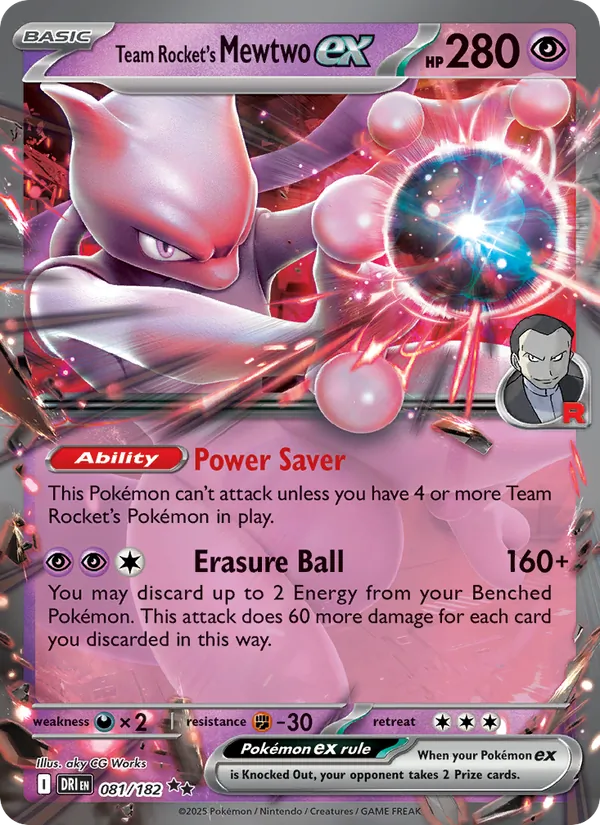 Team Rocket's Mewtwo ex - DRI 081/182 (Holo) - Pokemon card