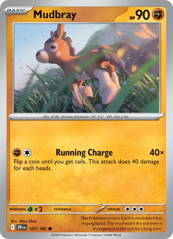 Mudbray - DRI 107/182 (Reverse Holo) - Pokemon card