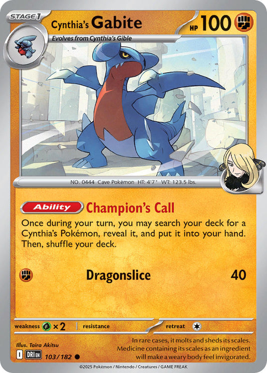 Cynthias Gabite - DRI 103/182 (Reverse Holofoil)