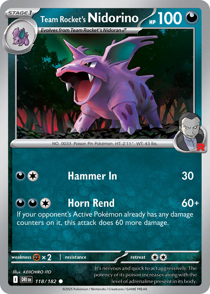 Team Rockets Nidorino - DRI 118/182 (Reverse Holofoil)