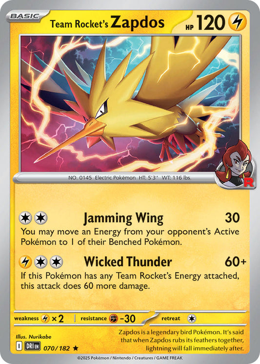 Team Rockets Zapdos - DRI 070/182 (Holofoil)