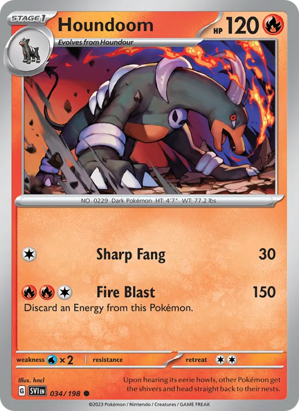Houndoom - SVI 034/198 (Reverse Holo) - Pokemon card