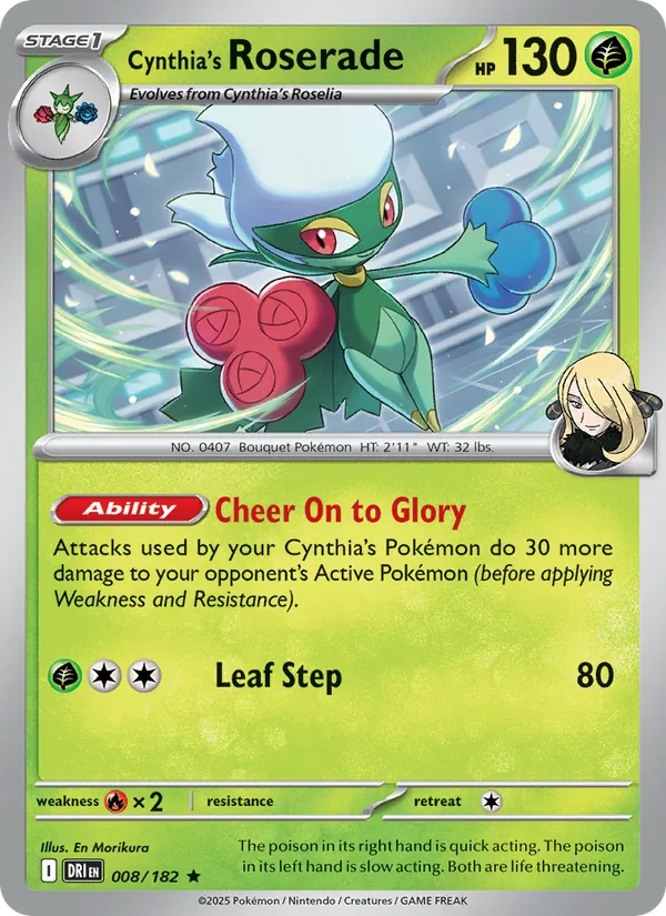 Cynthia's Roserade - DRI 008/182 (Holo) - Pokemon card