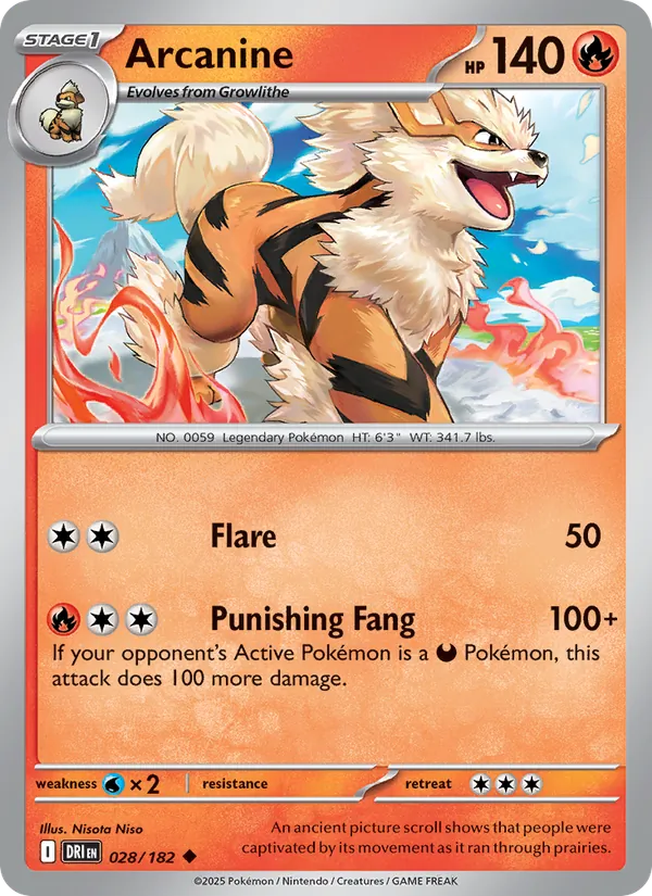 Arcanine - DRI 028/182 (Reverse Holo) - Pokemon card