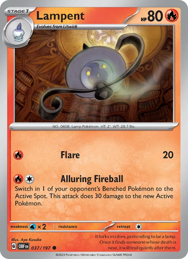 Lampent - OBF 037/197 (Reverse Holo) - Pokemon card