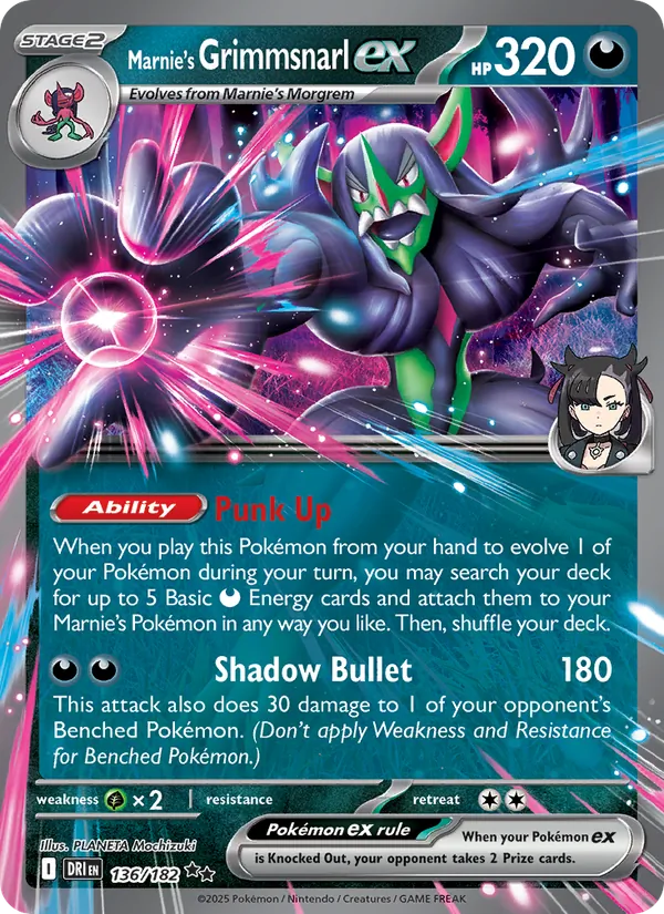 Marnie's Grimmsnarl ex - DRI 136/182 (Holo) - Pokemon card