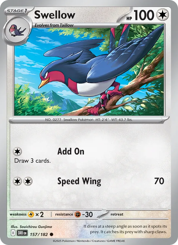 Swellow - DRI 157/182 (Reverse Holo) - Pokemon card