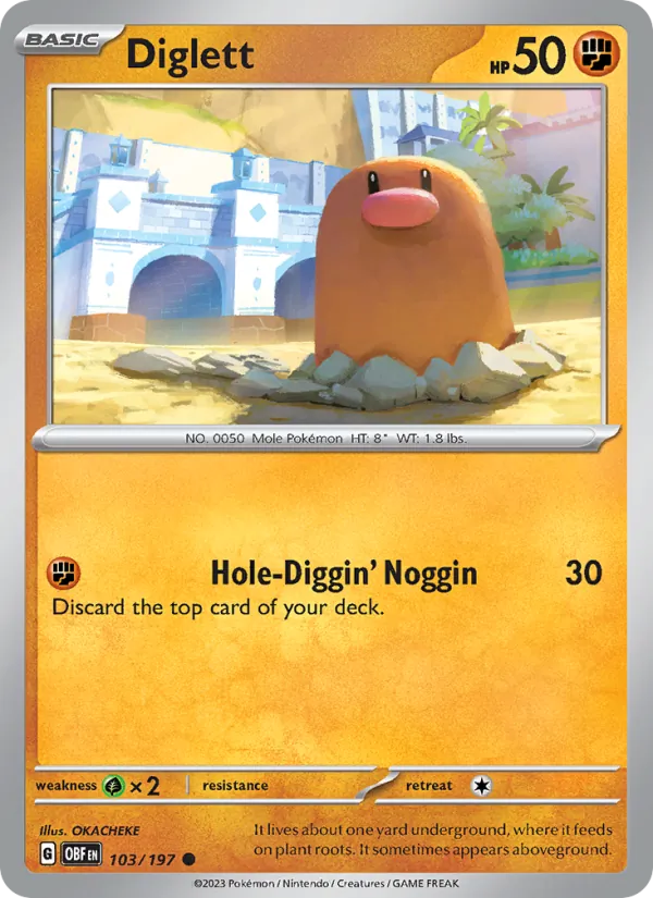 Diglett - OBF 103/197 (Reverse Holo) - Pokemon card