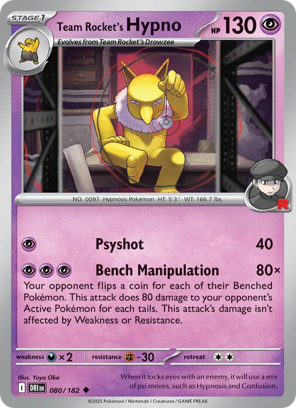 Team Rocket's Hypno - DRI 080/182 (Reverse Holo) - Pokemon card