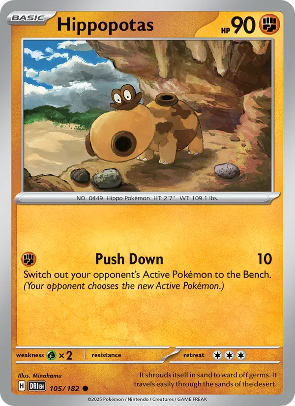 Hippopotas - DRI 105/182 (Reverse Holo) - Pokemon card