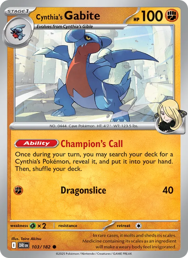 Cynthia's Gabite - DRI 103/182 - Pokemon card