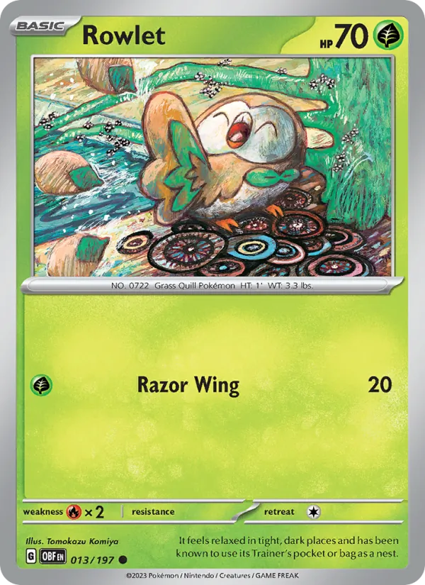 Rowlet - OBF 013/197 (Reverse Holo) - Pokemon card