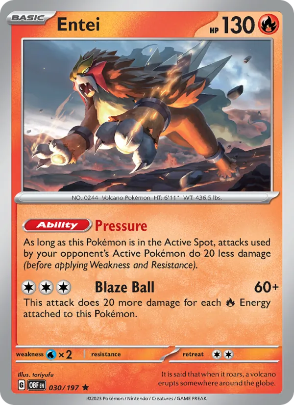 Entei - OBF 030/197 (Holo) - Pokemon card