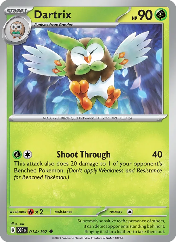 Dartrix - OBF 014/197 (Reverse Holo) - Pokemon card