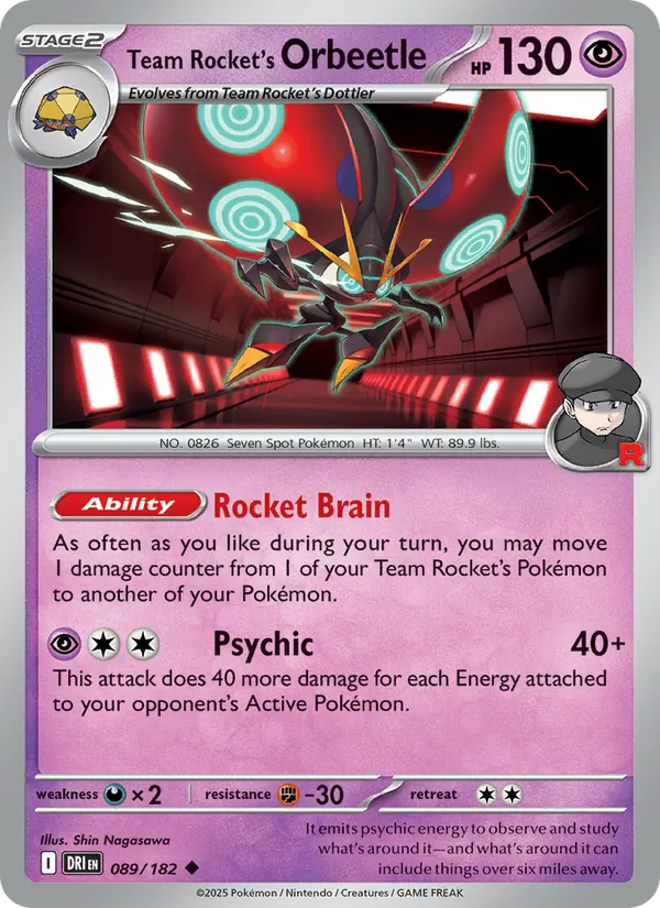 Team Rocket's Orbeetle - DRI 089/182 (Reverse Holo) - Pokemon card