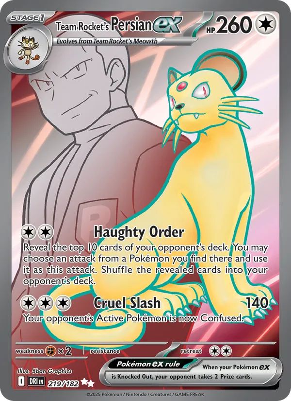 Team Rocket's Persian ex - DRI 219/182 (Holo) - Pokemon card