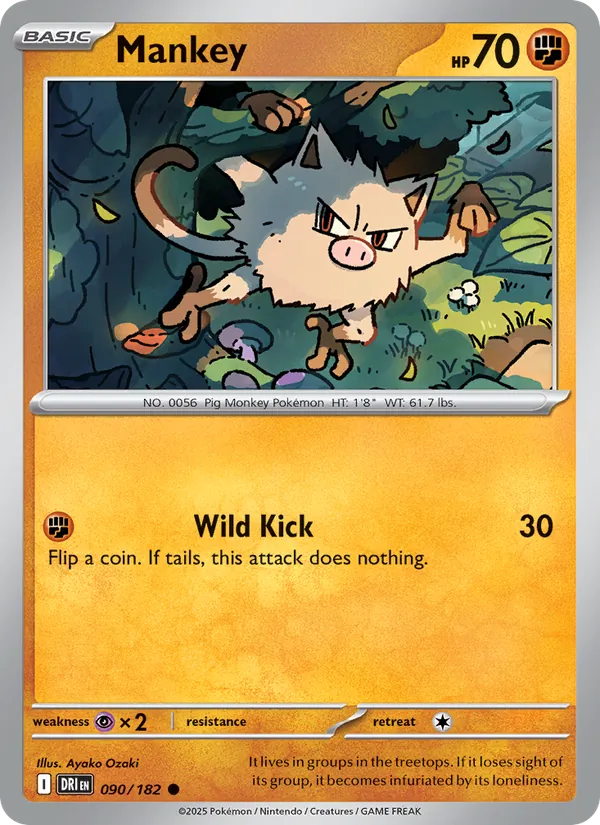 Mankey - DRI 090/182 (Reverse Holo) - Pokemon card