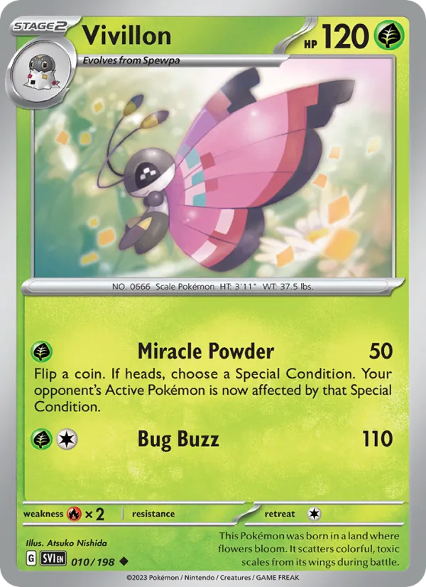 Vivillon - SVI 010/198 (Reverse Holo) - Pokemon card
