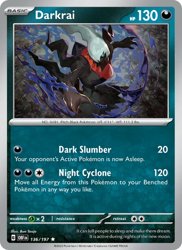 Darkrai - OBF 136/197 (Reverse Holo) - Pokemon card