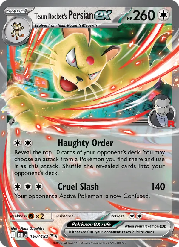 Team Rocket's Persian ex - DRI 150/182 (Holo) - Pokemon card
